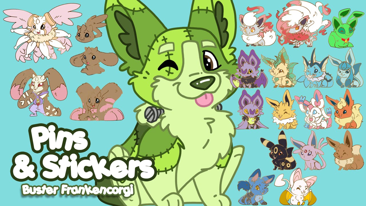 Buster Frankencorgi Pins & Stickers
