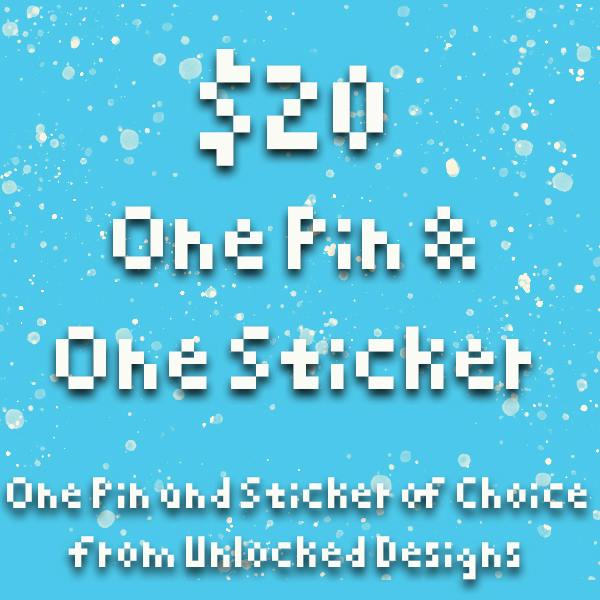 One (1) Small Enamel Pin and One (1) Sticker Bundle
