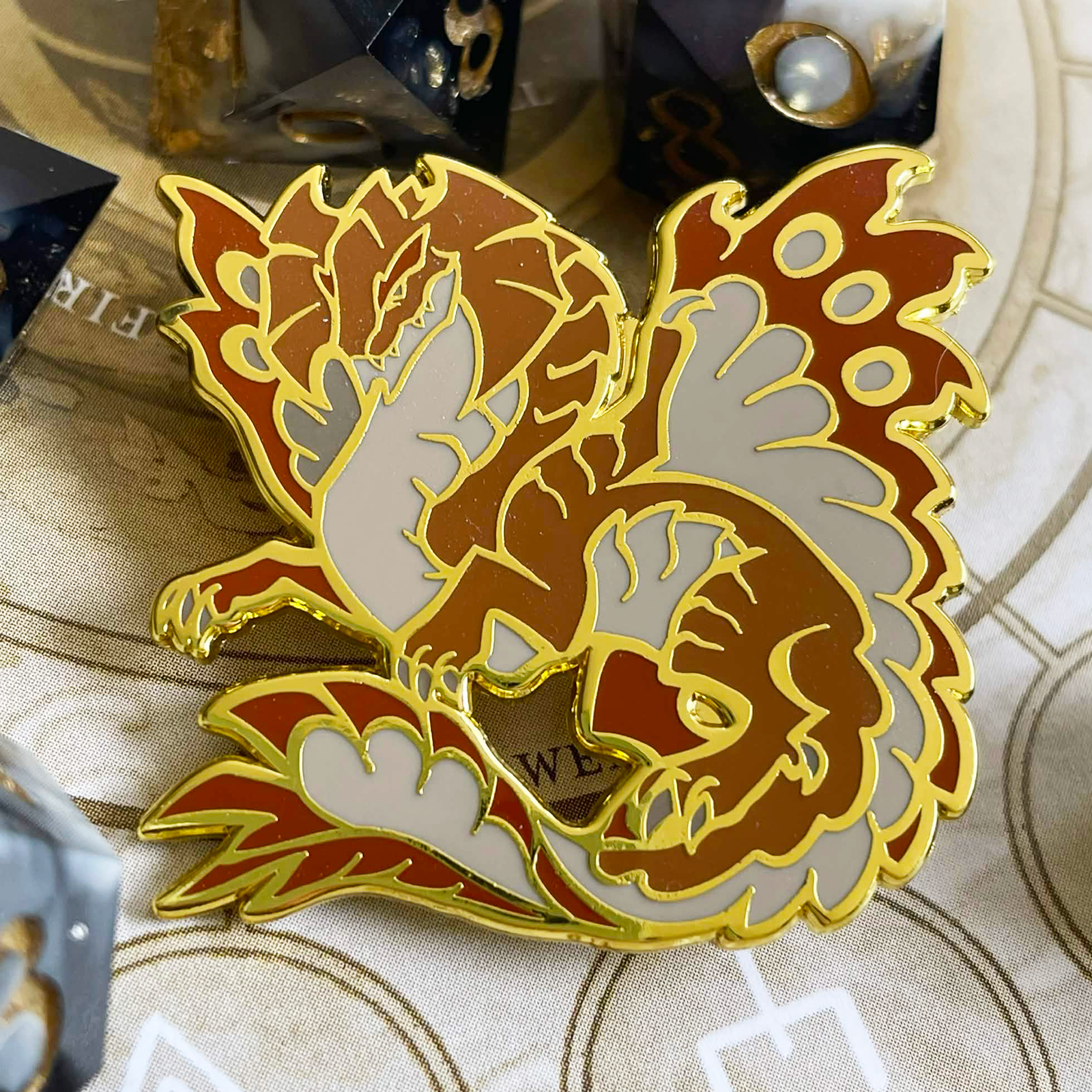 Brass Dragon Enamel Pin