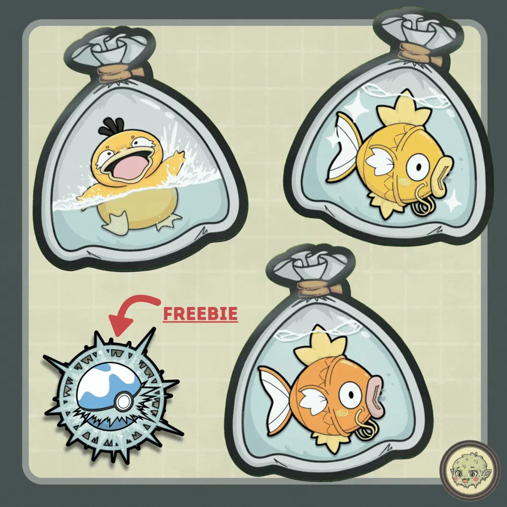 3x Fishbags Enamel Pin + Freebie Diveball Pin