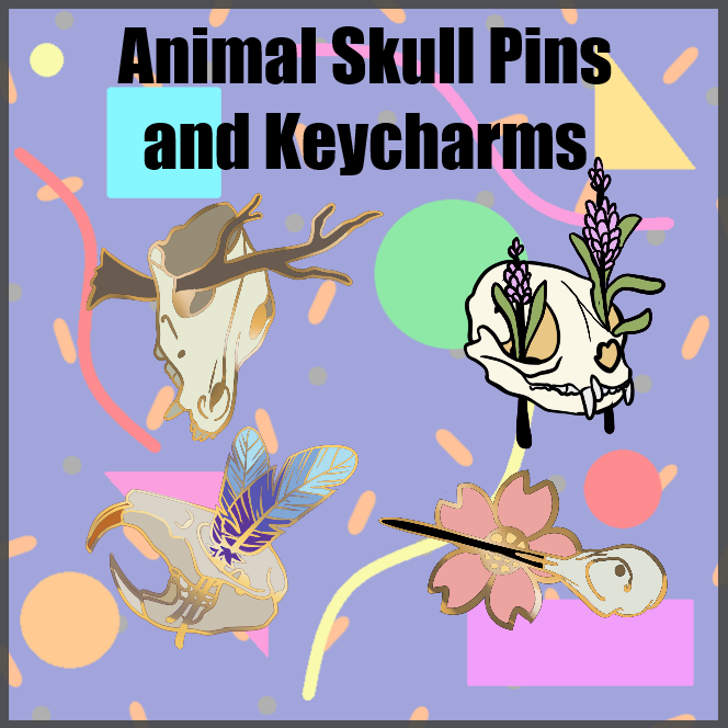 animal skull pins & keycharms bundle