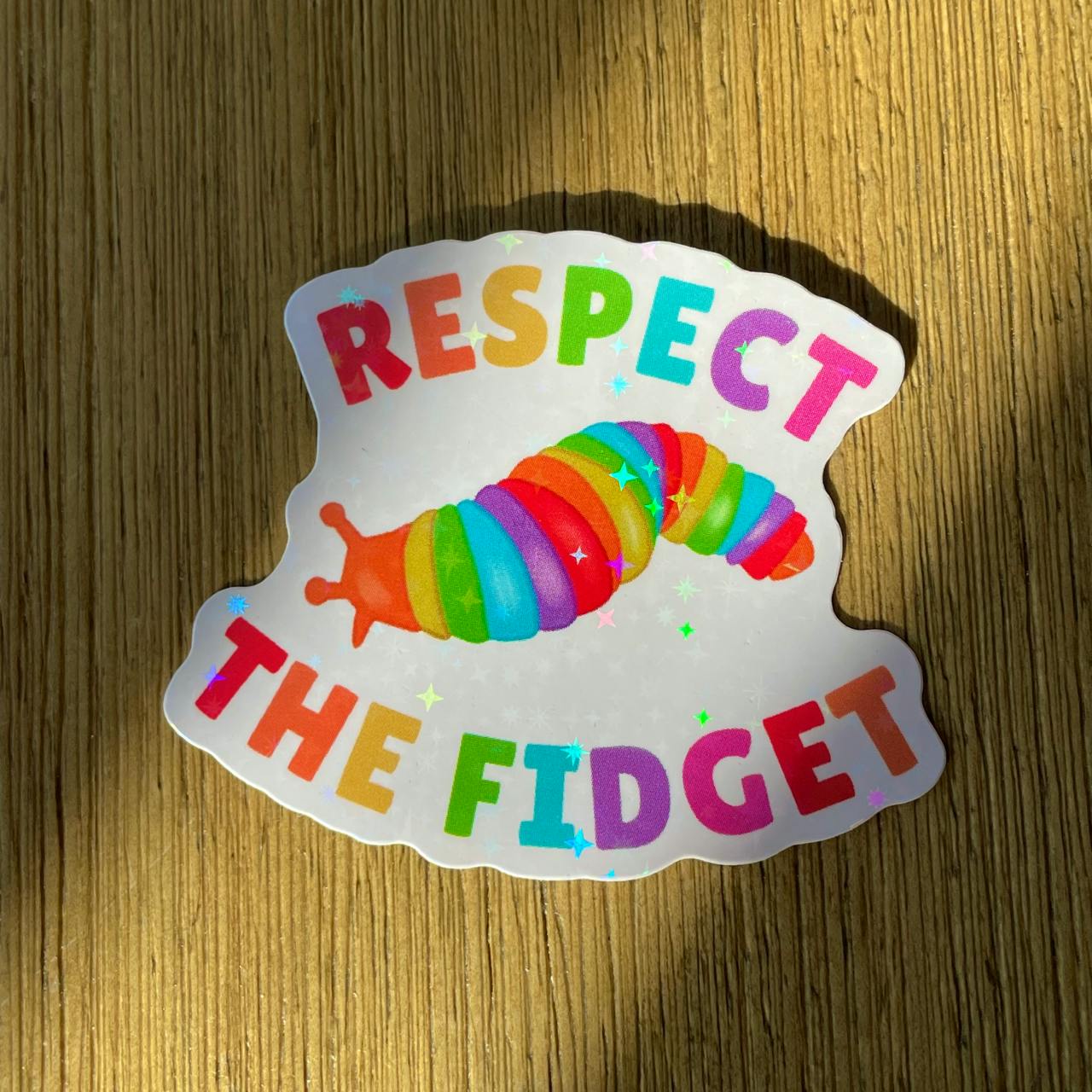 Respect the Fidget (Worm) Holographic Sticker