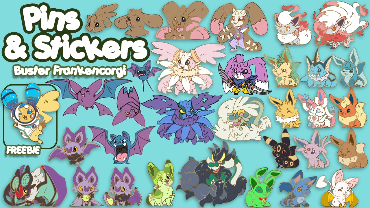 Buster Frankencorgi Pins & Stickers