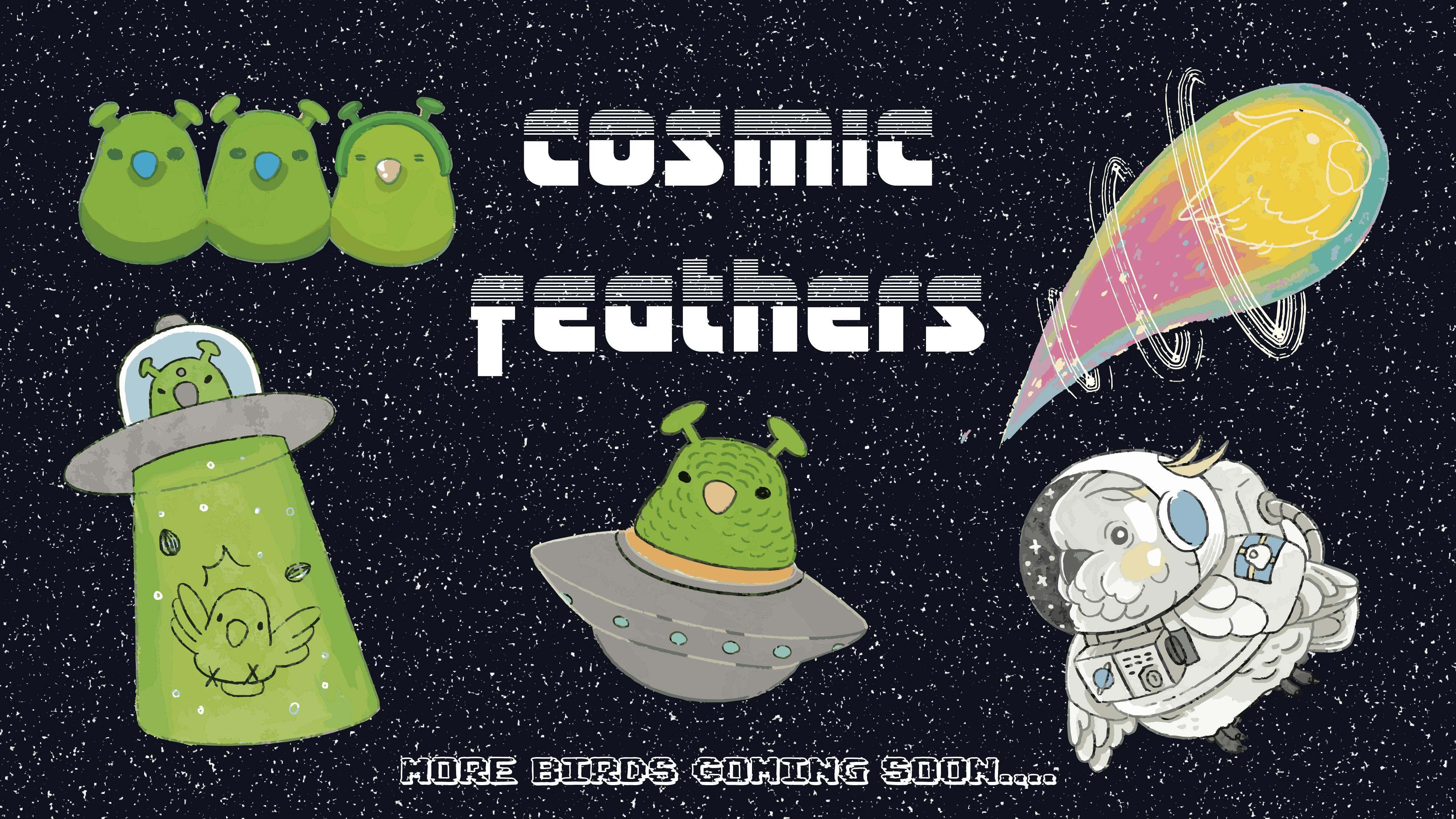 Cosmic Feathers - Space Themed Parrot Enamel Pins