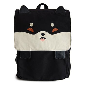 Black Shiba Canvas Backpack