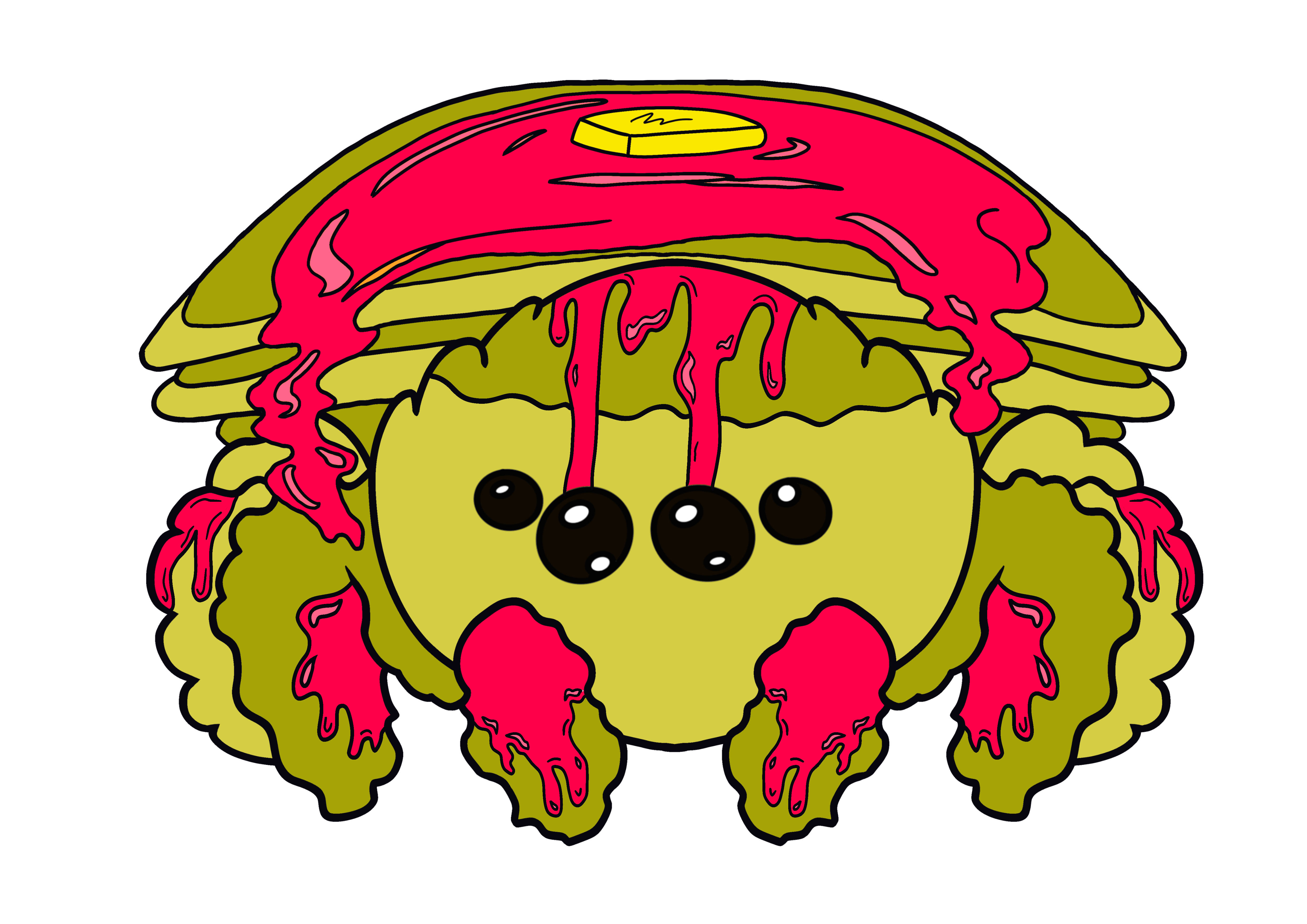 Matcha Pancake With Strawberry Syrup