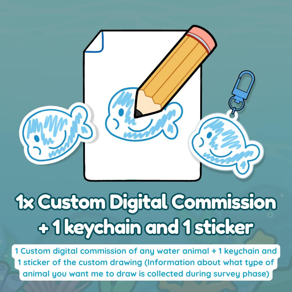 1x Custom Digital Commission + 1 custom keychain and 1 custom sticker