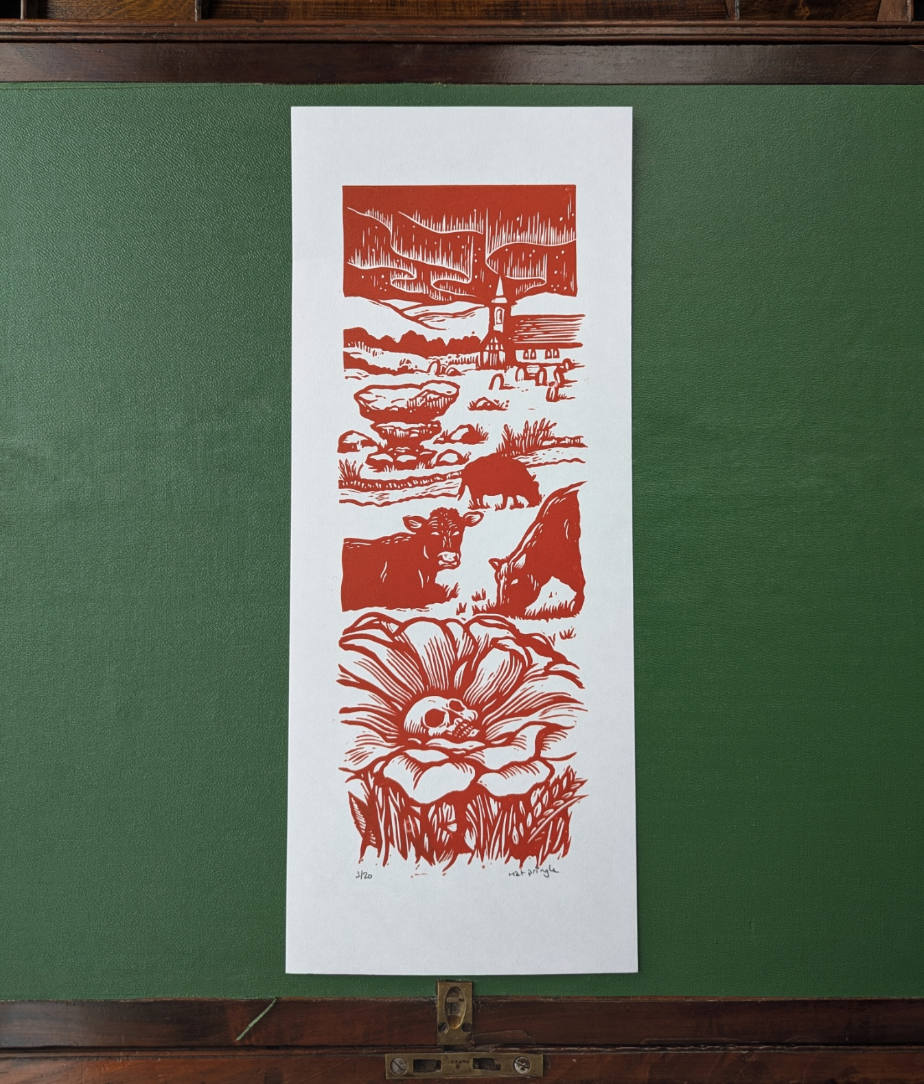 Darkened Hill & Dale - Lino Print
