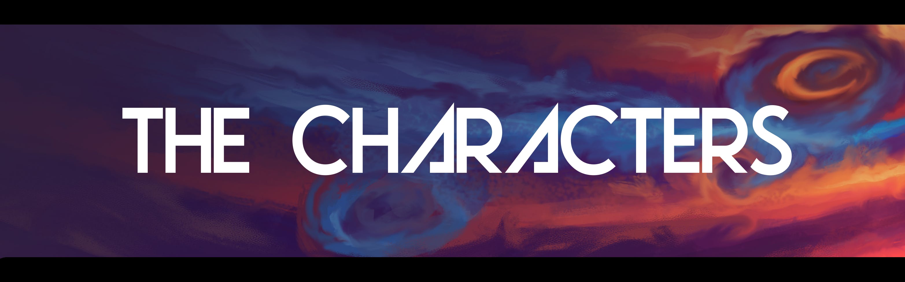  Widescreen style banner of a gas giant with scifi text overtop. Text reads THE CHARACTERS. 