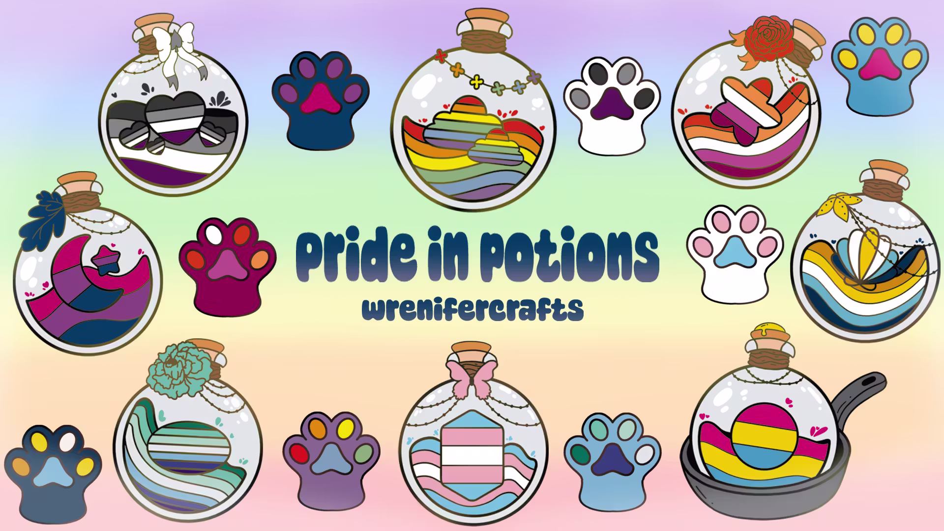 Pride in potions enamel pin collection
