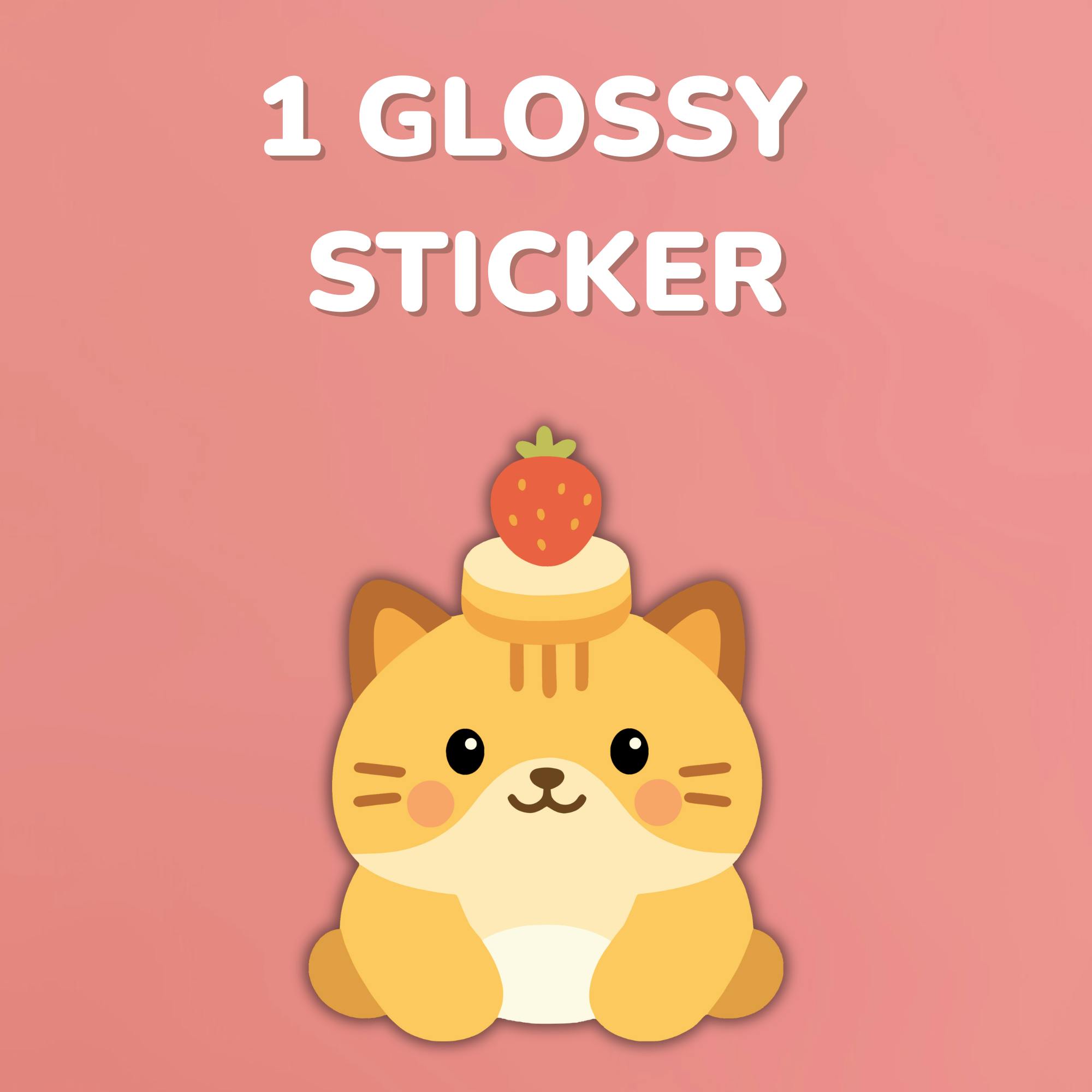 2.5" Glossy Sticker: Shorti the Strawberry Shortcake Cat