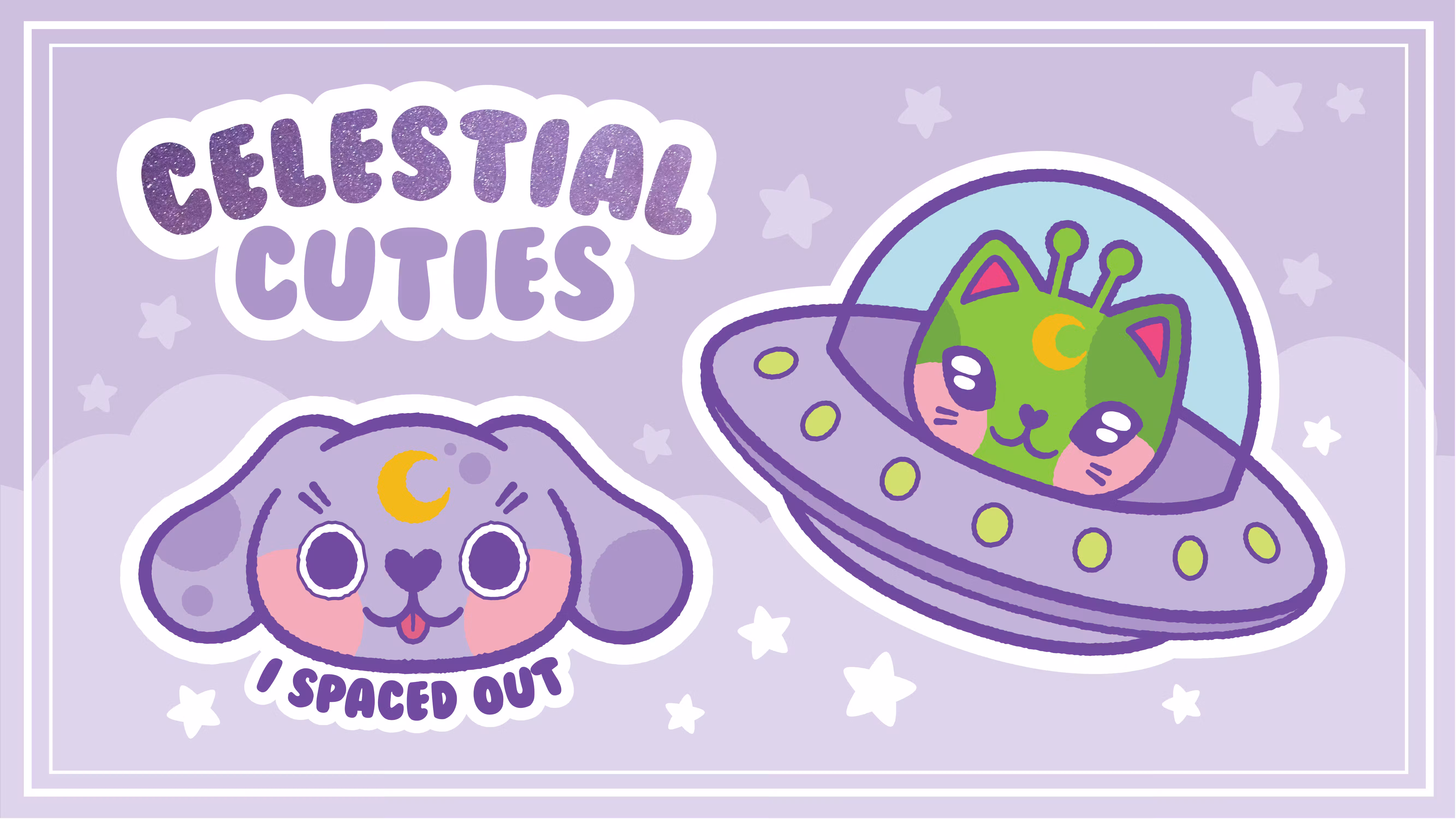 Celestial Cuties - some far out animal space pun stickers