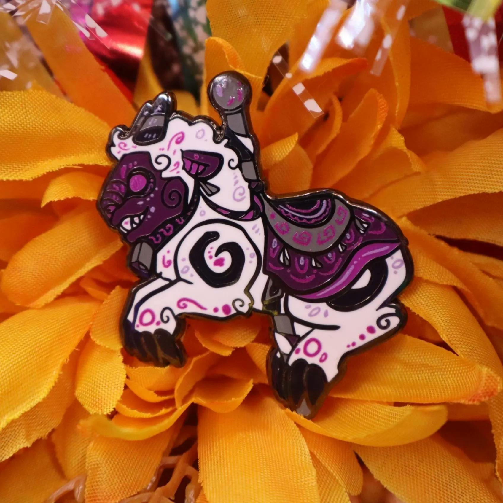 Asexual flag yeti carousel pin
