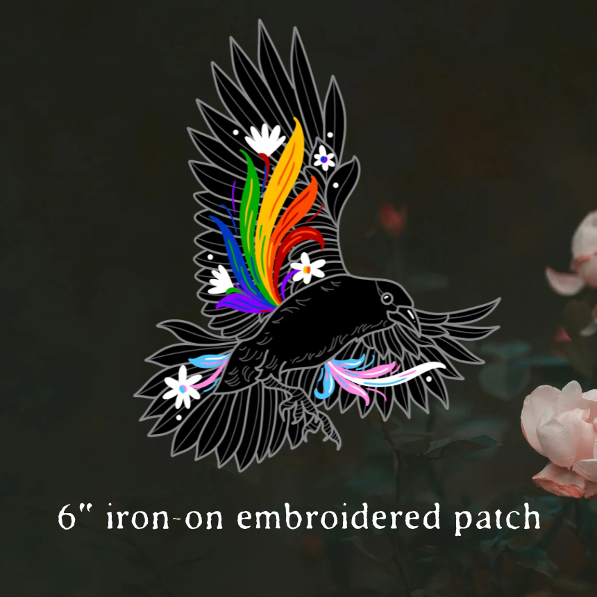Patch- Iron-on pride crow patch 