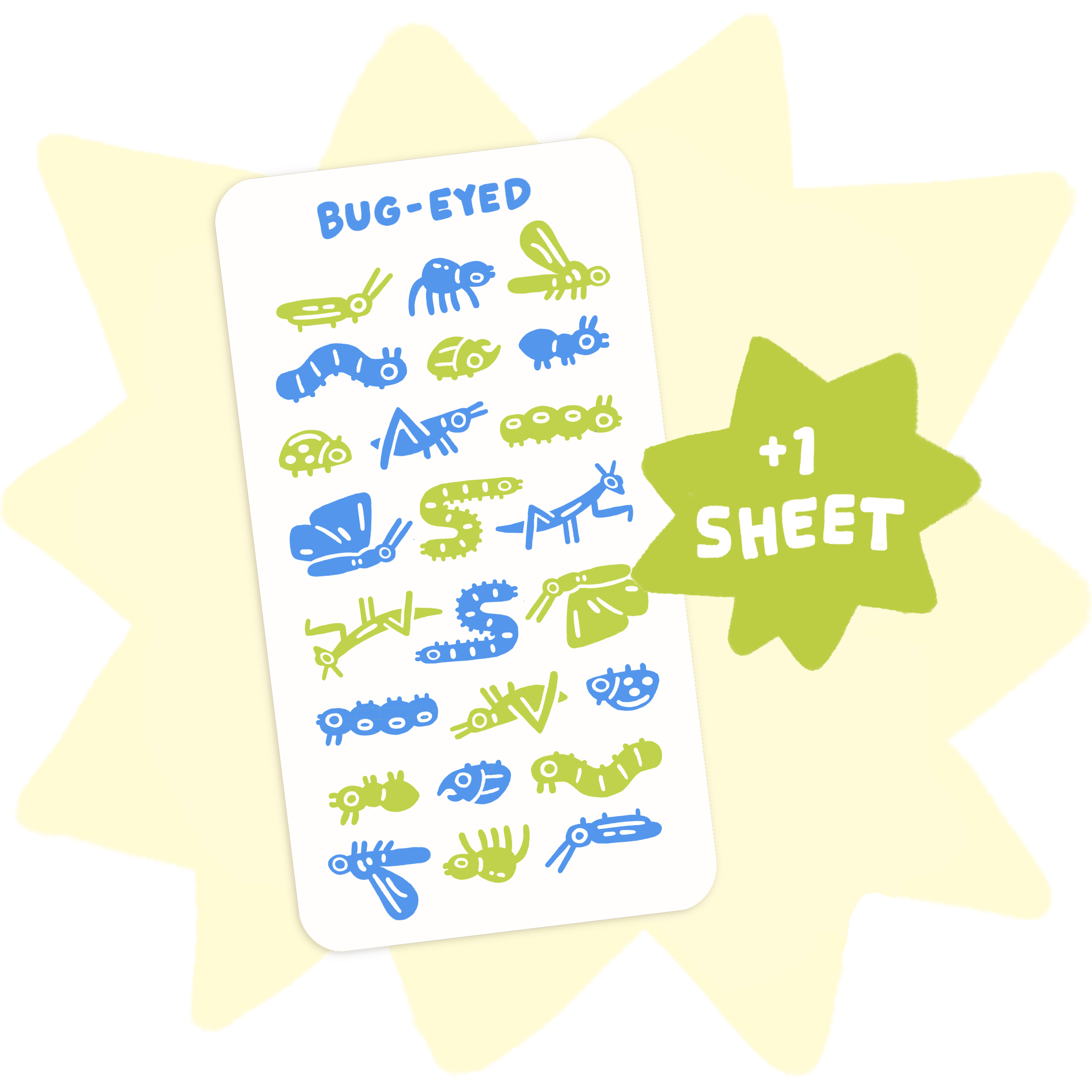 +1 Bug-Eyed Puffy Sticker Sheet