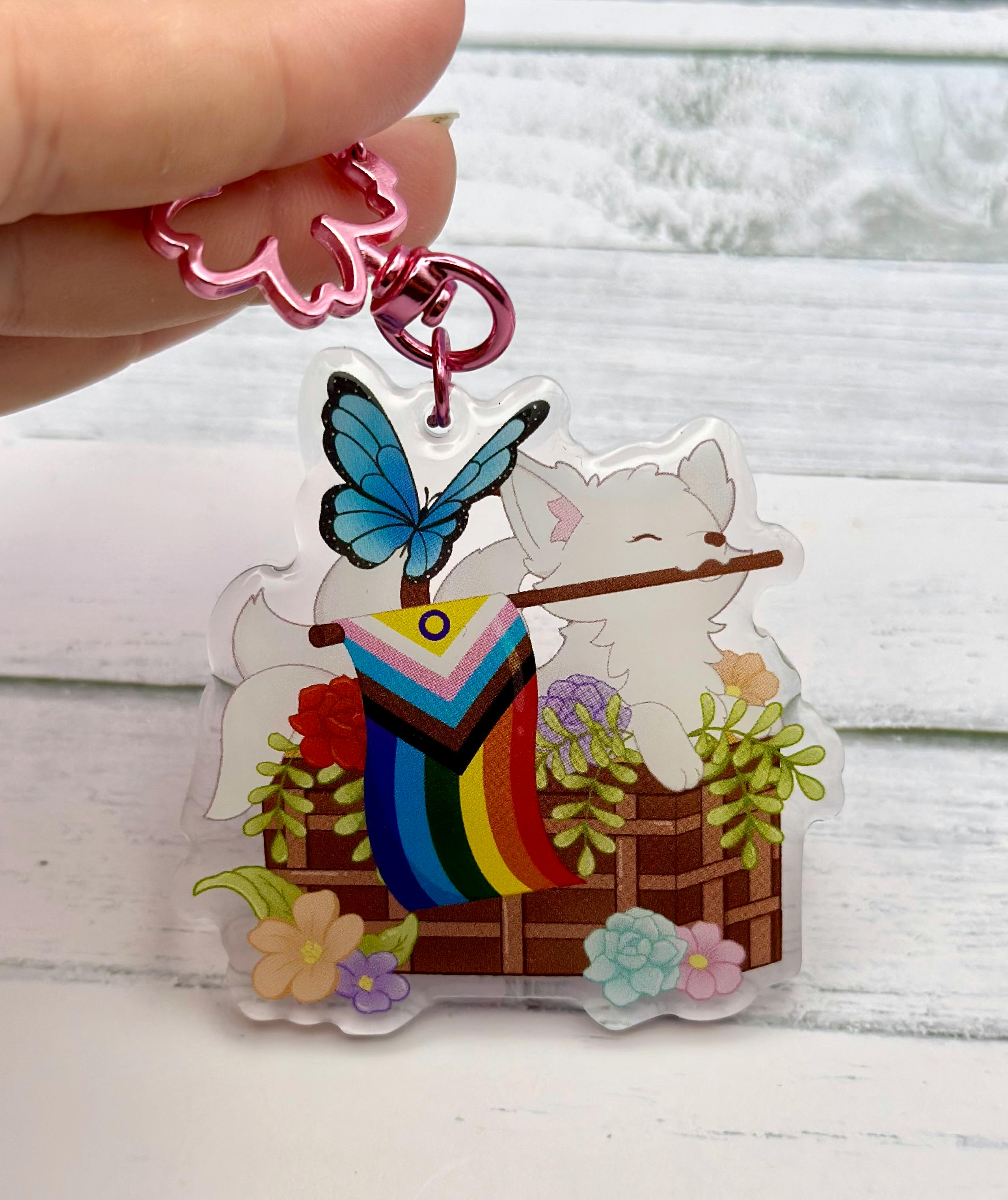 Progressive Pride Kitsune Keychain