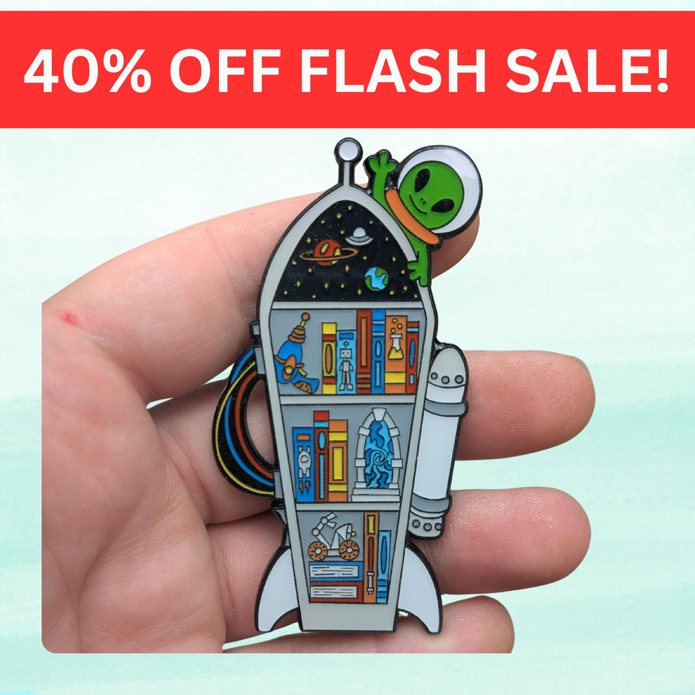 FLASH SALE: Scifi Bookcase Enamel Pin