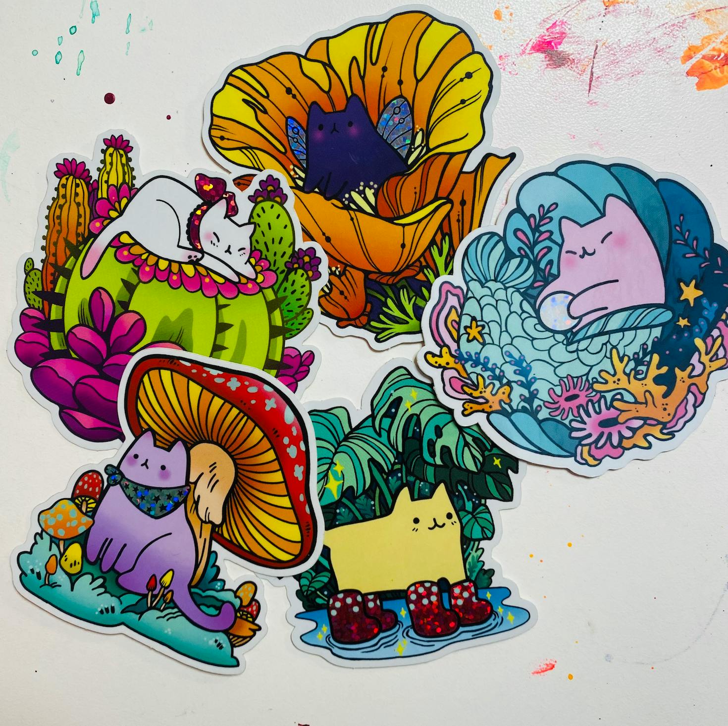 Flora Felines Sticker Set