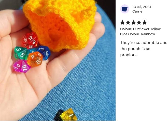  Mini dice set and bag. "They're so adorable and the pouch is so precious
