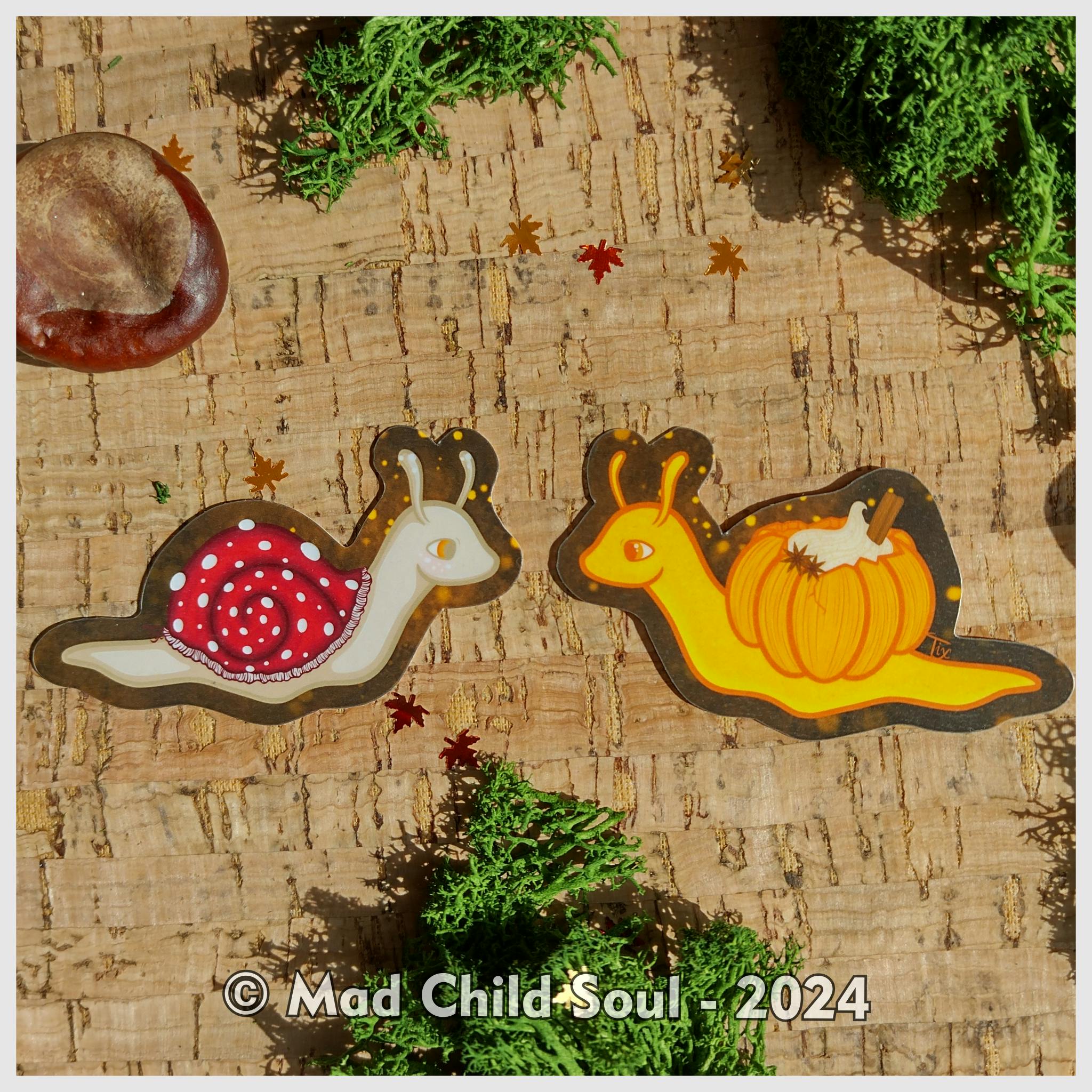 2x STICKER : Duo Autumn Snail