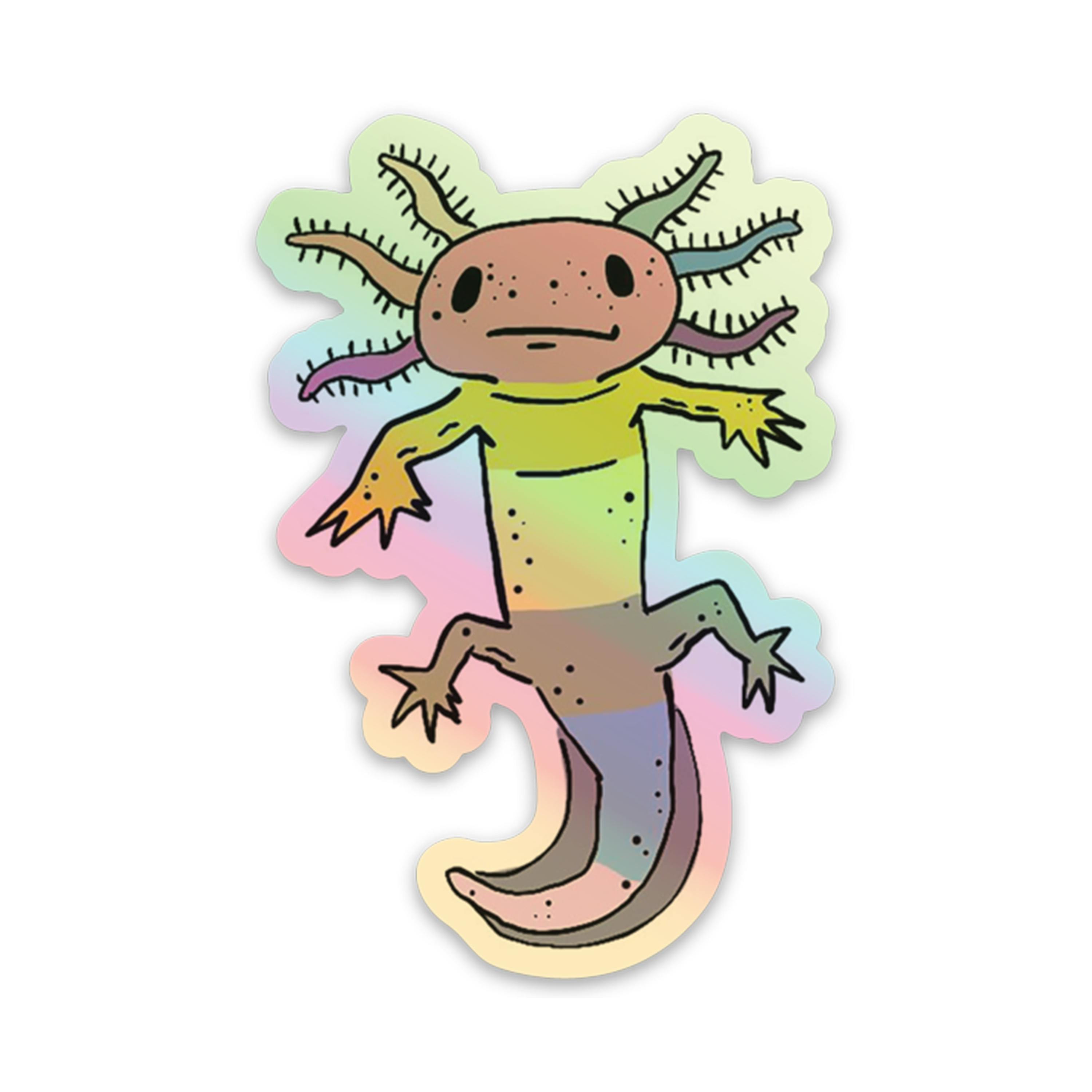 Holographic 3" Rainbow Axolotl Sticker