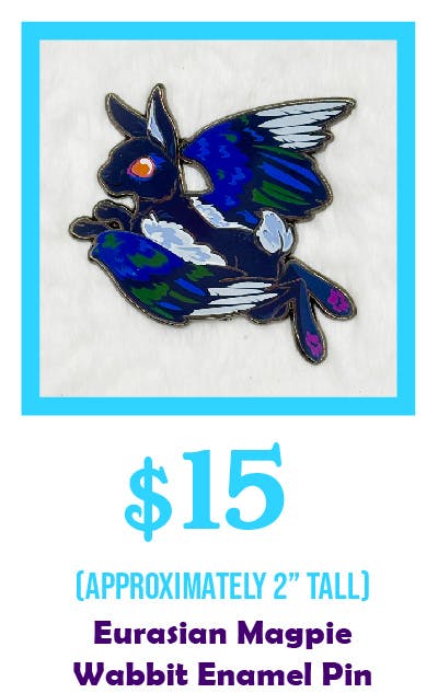 Eurasian Magpie Wabbit Enamel Pin