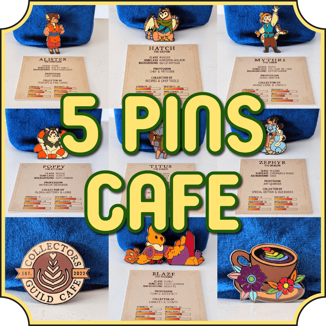 5 Cafe Pins Bundle
