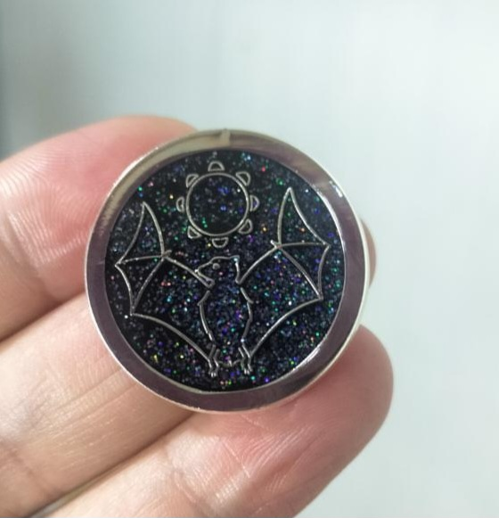 Black Glitter Bat Coin (Standard Grade)