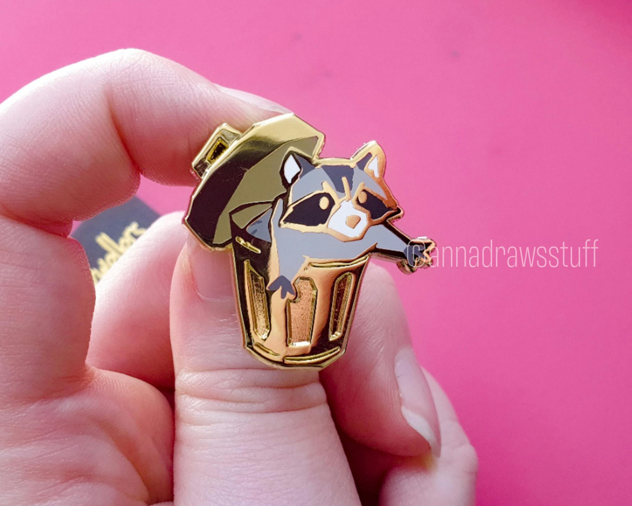 Raccoon In Trashcan Pin