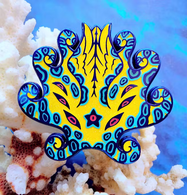 Angelic Blue Ringed Octopus | 2 inch Glow in the Dark Enamel Pin