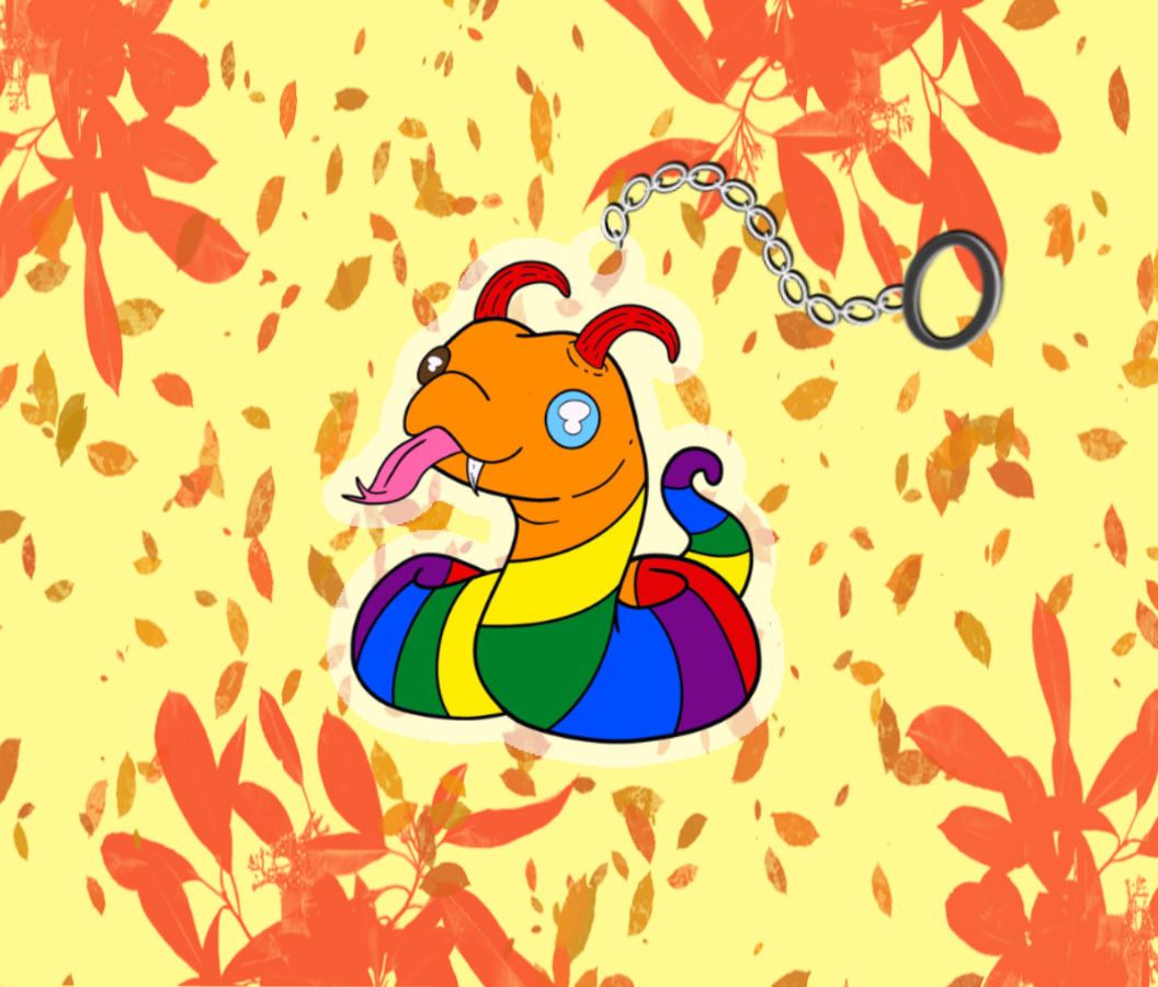 Knee High Sock Pride Gummy Snake Acrylic Keychain
