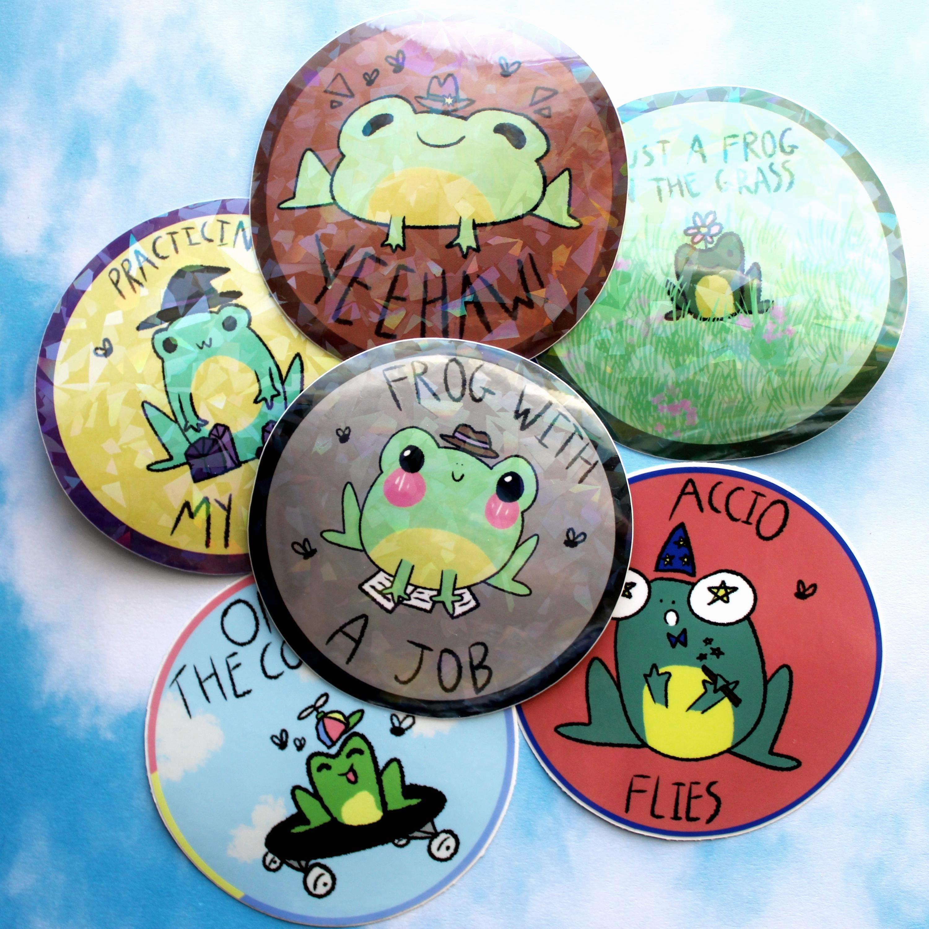 Frogs with Hats Six Sticker Bundle