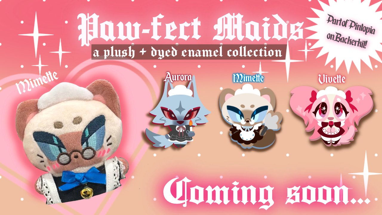 Paw-fect Maids ; A Plush + Dyed Enamel Pin Set