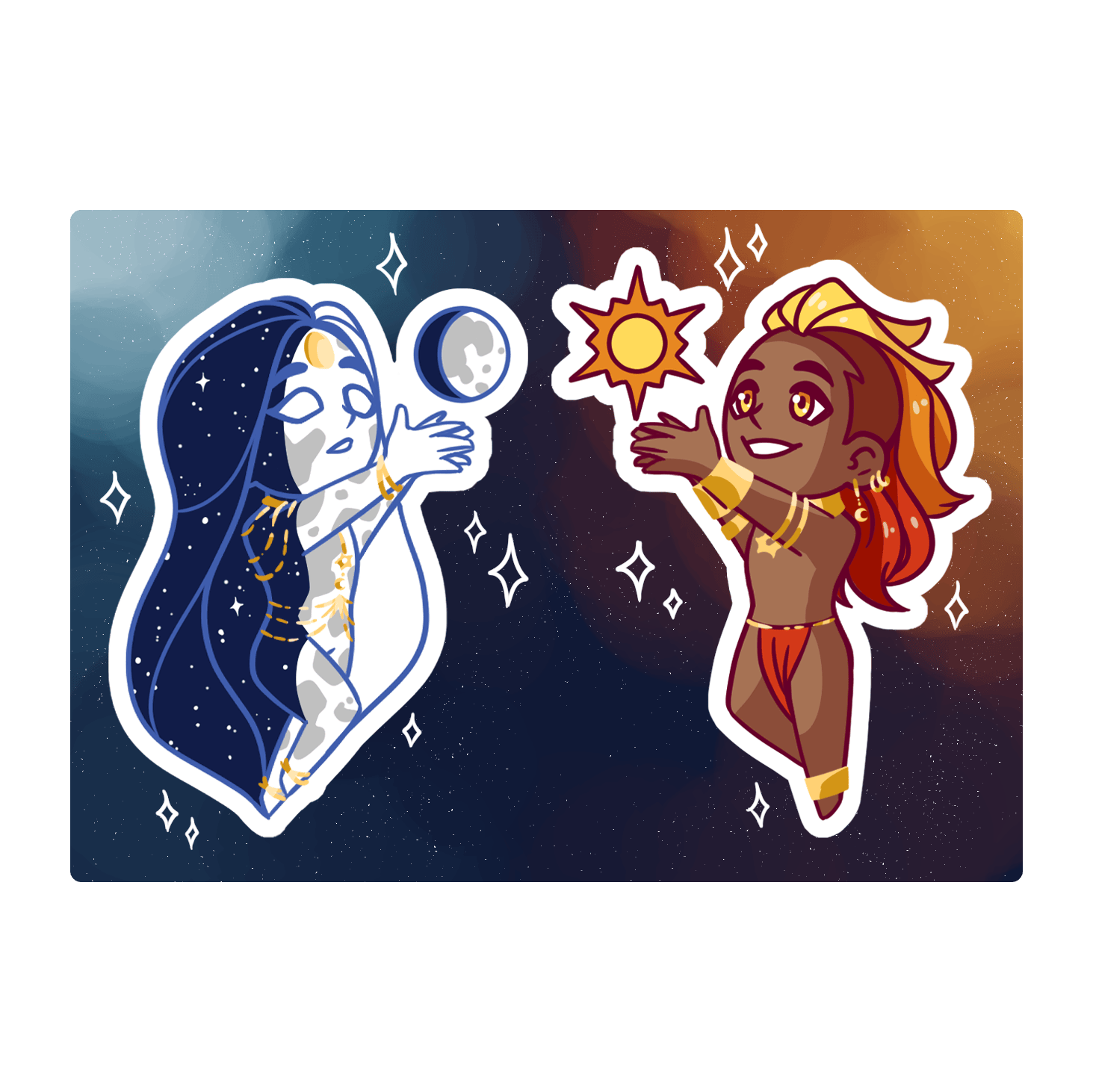 Sun & Moon Chibi Sticker Sheet