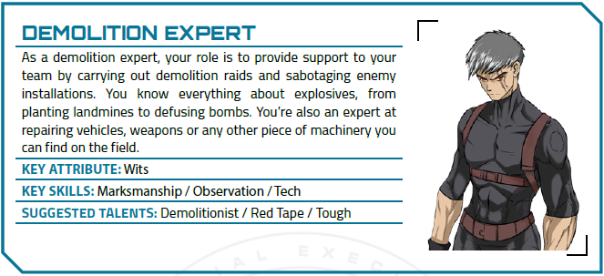 Screenshot from "Titan Effect Zero QuickStart" showing the Demolition Expert archetype.