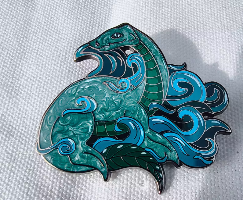 Loch ness monster pin! (swirl pearl) 