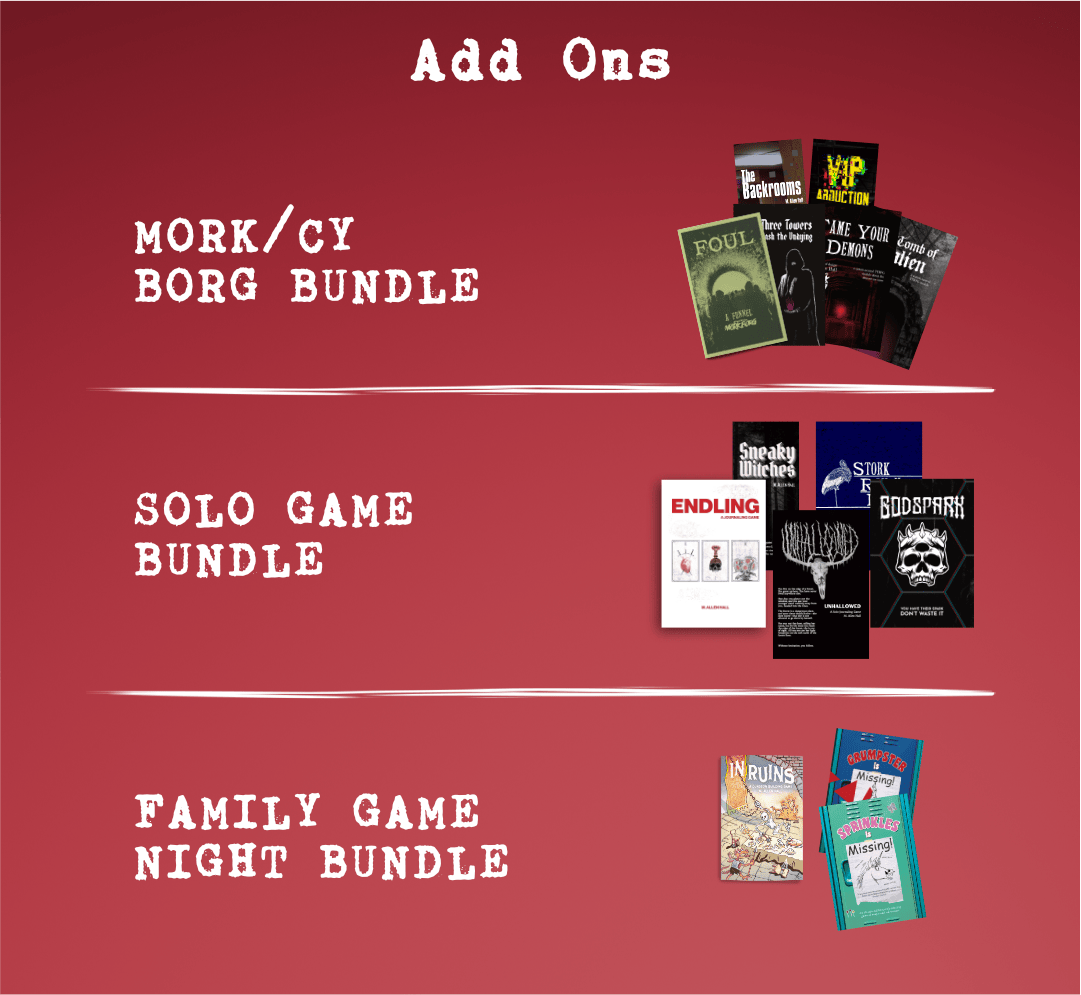 Mockups of Add Ons available during the campaign