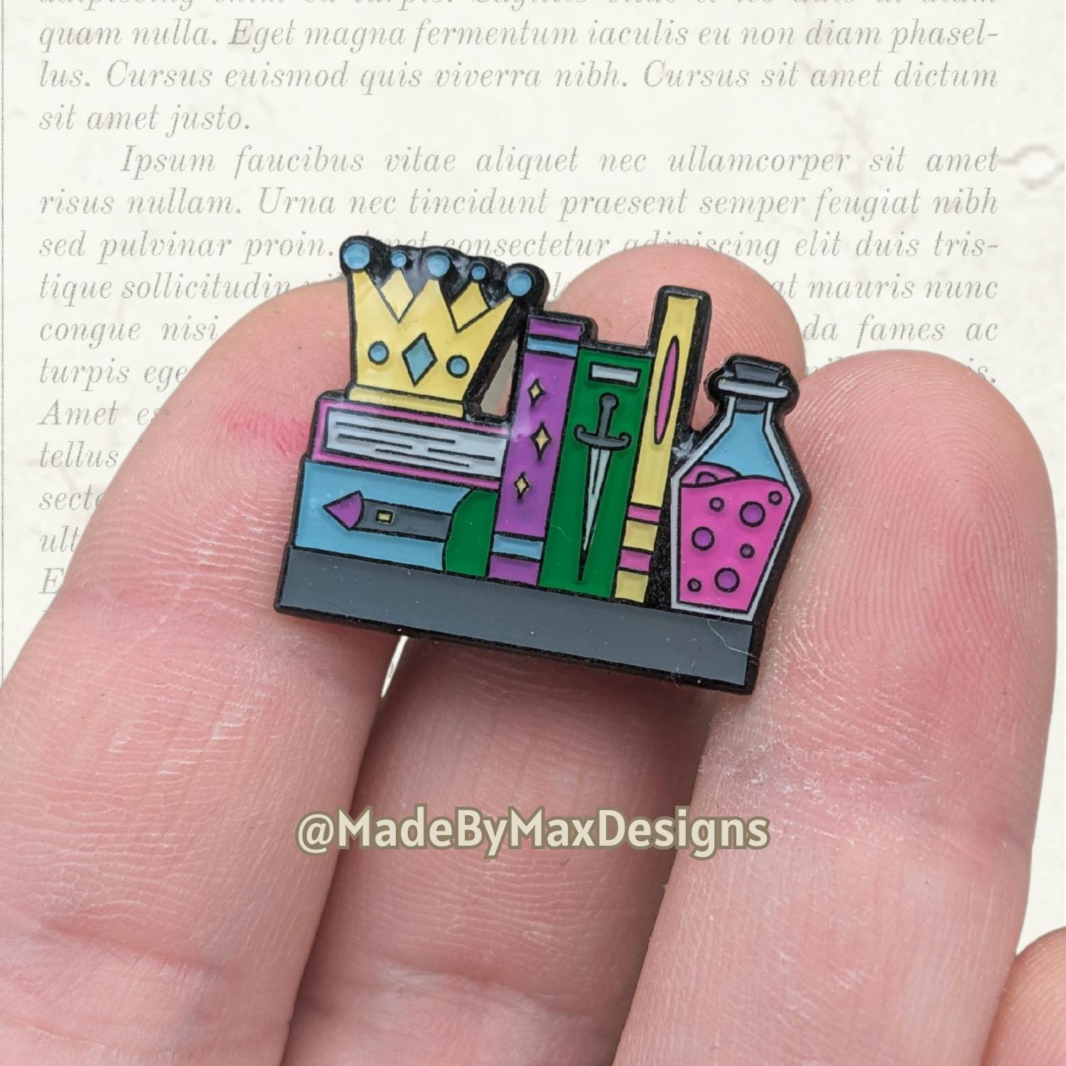 Fantasy Mini Bookshelf Pin