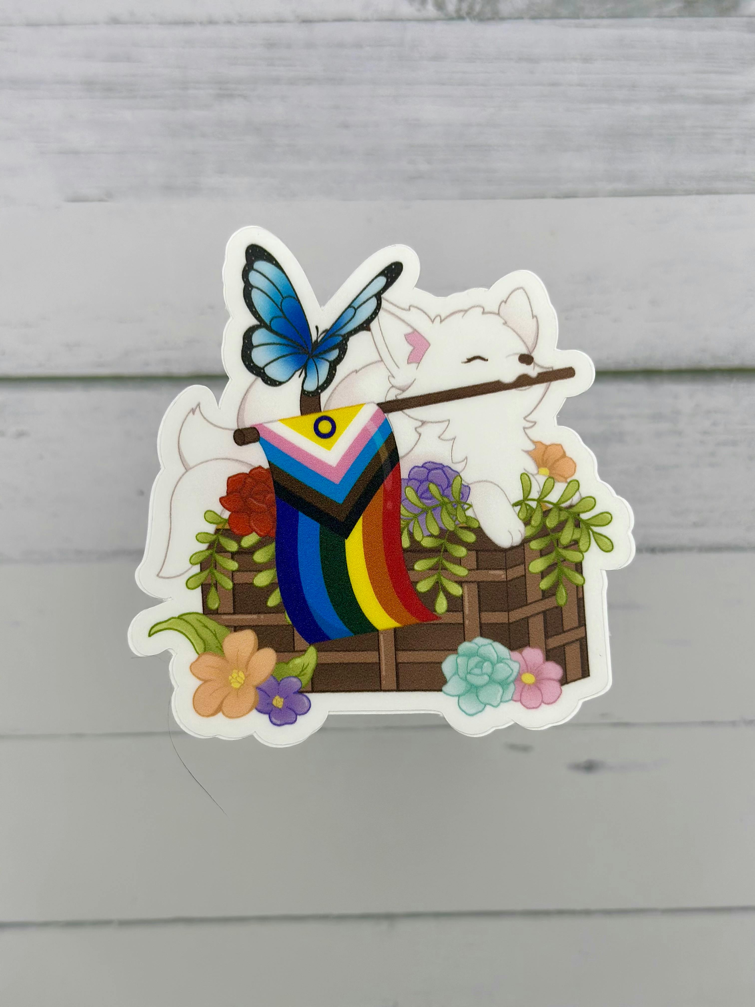 Progressive Pride Kitsune Sticker
