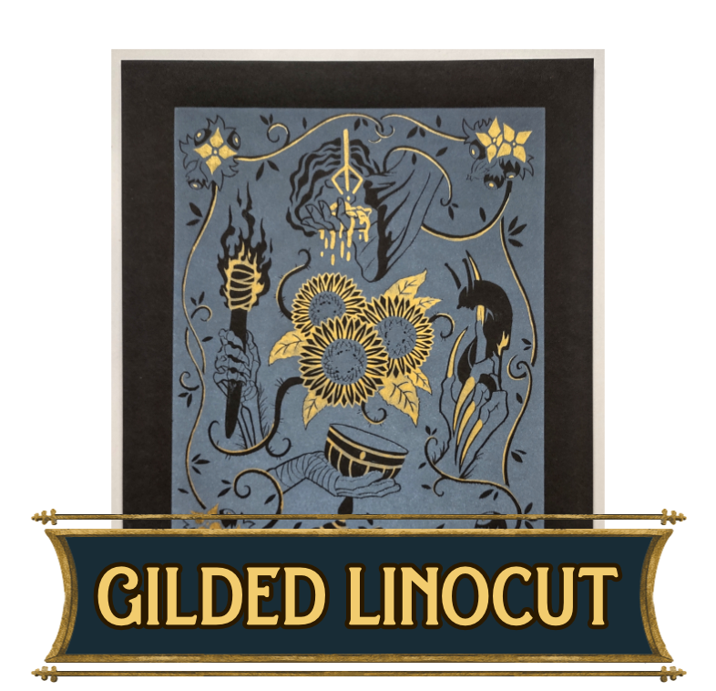 Gilded Linocut