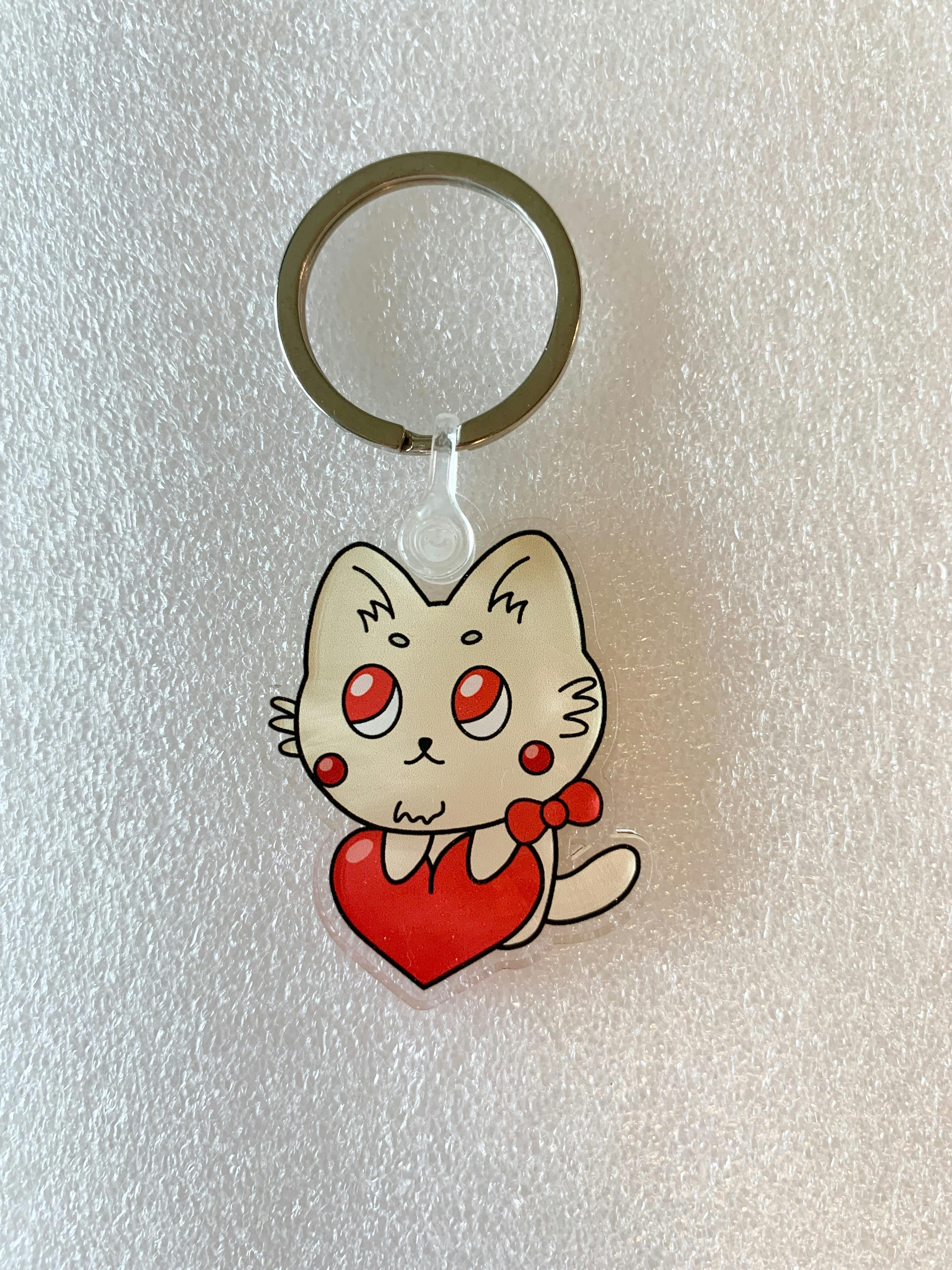 ⭐️ Heart gem cat keyring ⭐️