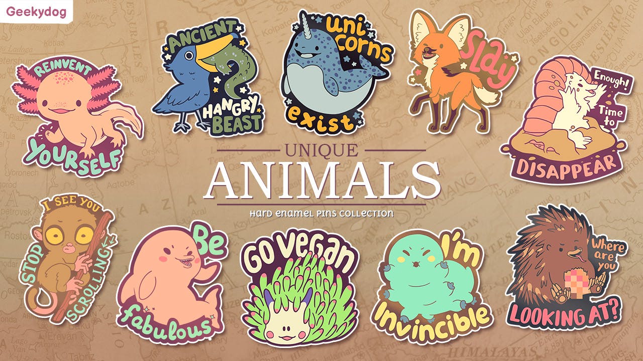 Unique Animals Hard Enamel Pins