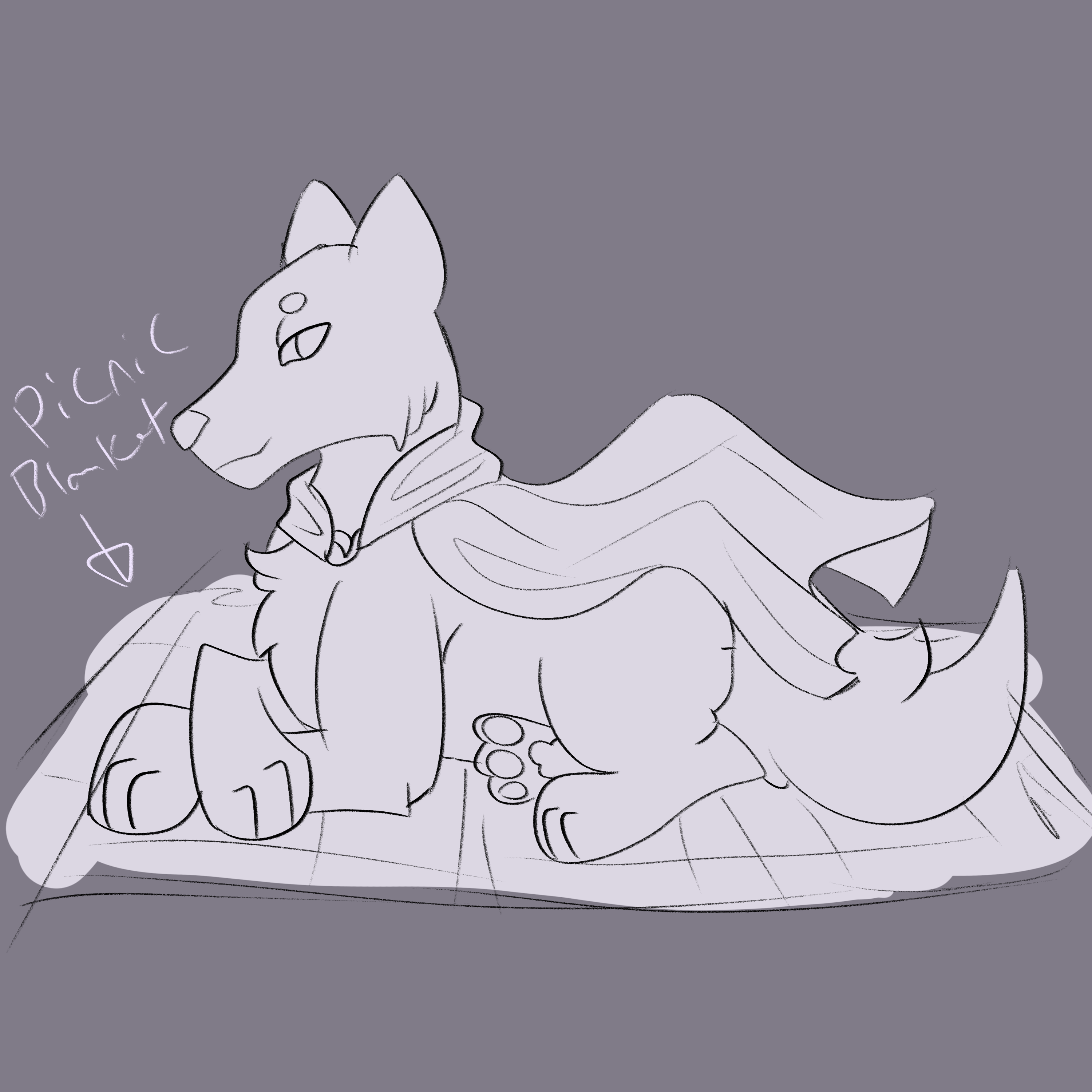 Red wolf with picnic cloth