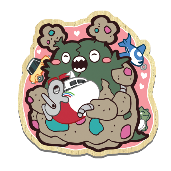 Garbage monster wooden pin