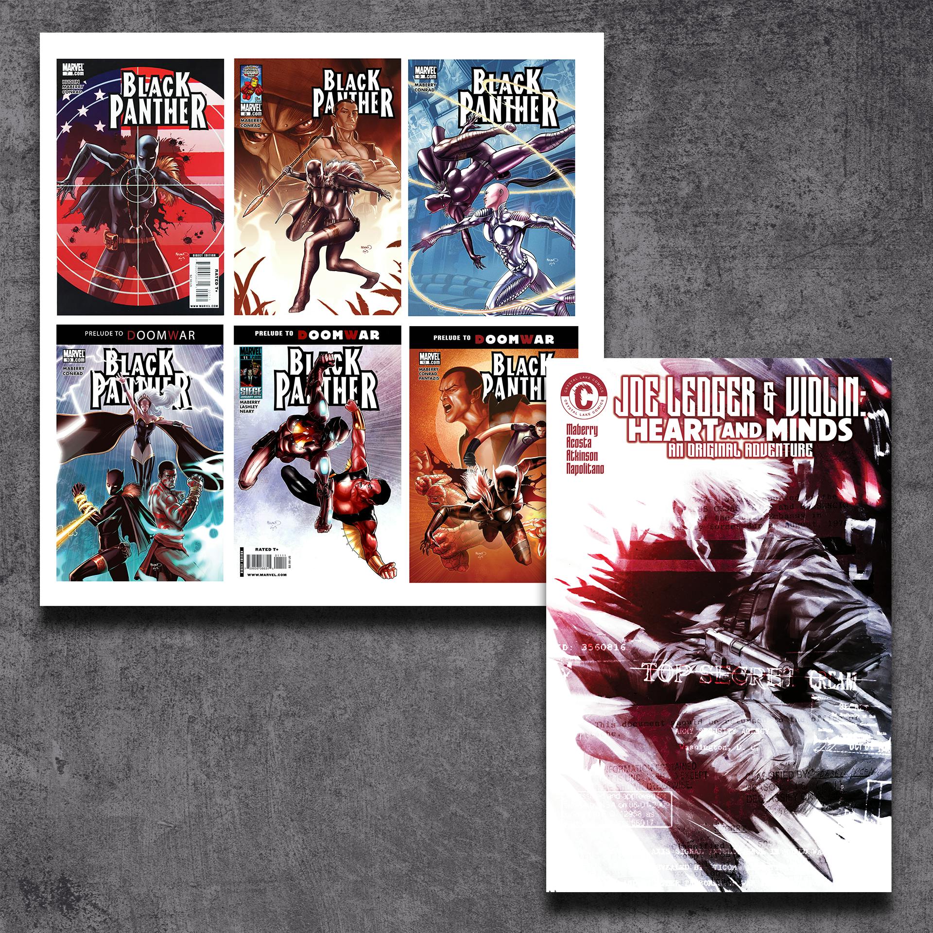 Signed 6-Issue Black Panther: Power Comic Book Set + Joe Ledger & Violin Graphic Novel - Deluxe Hardcover