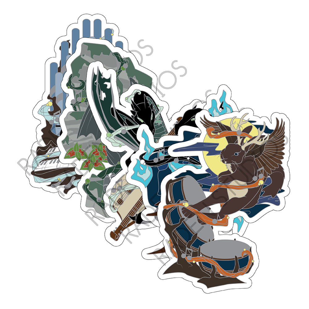 Mythical Bards Series 2 - Set of 5 Die Cut Stickers