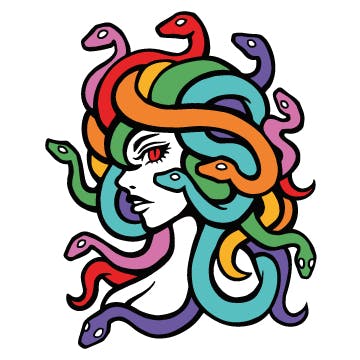 Rainbow Medusa 2" pin