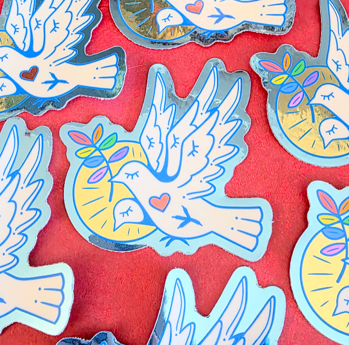 Peace Dove | Rainbow Pride Chrome Sticker