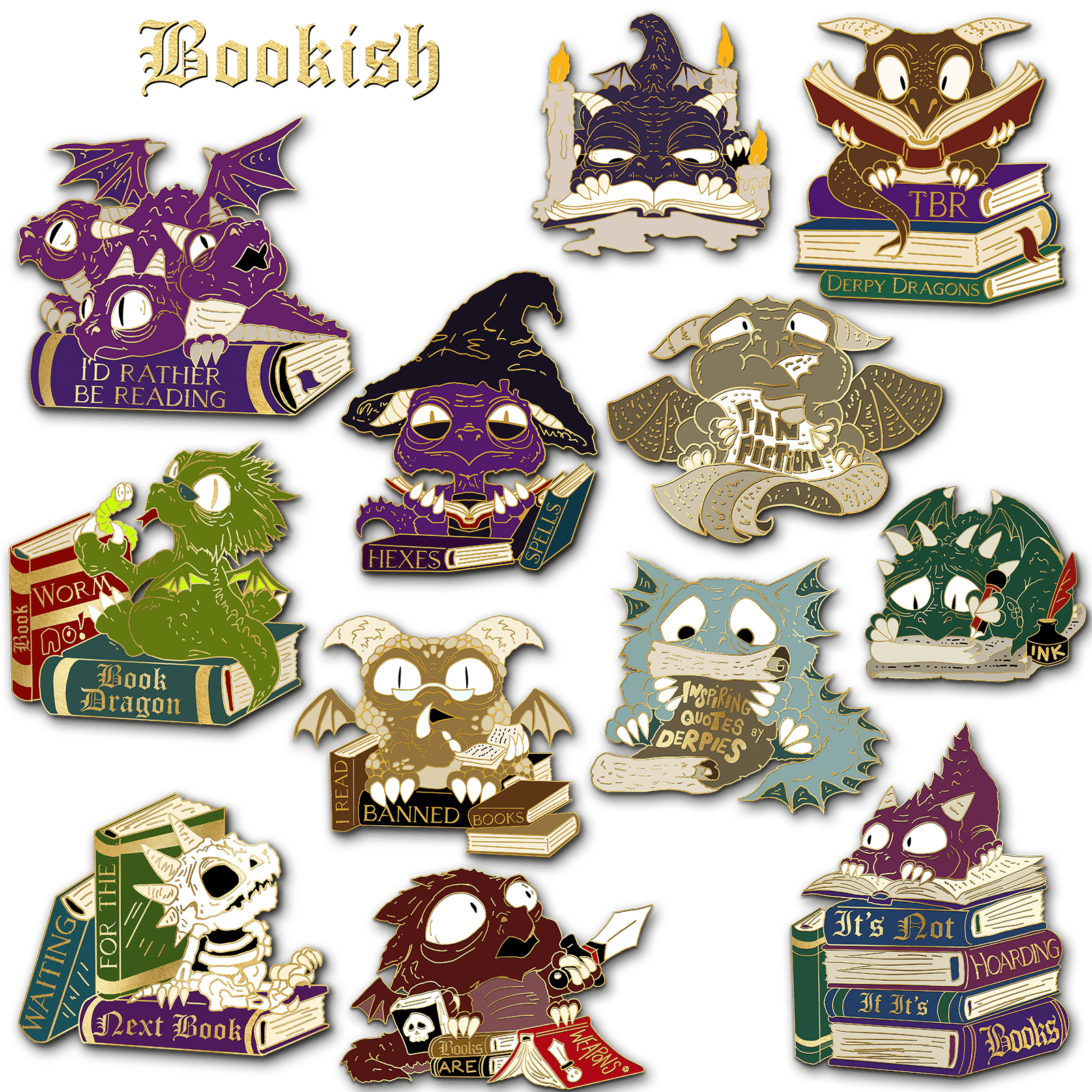 Bookish Derpy dragon pin