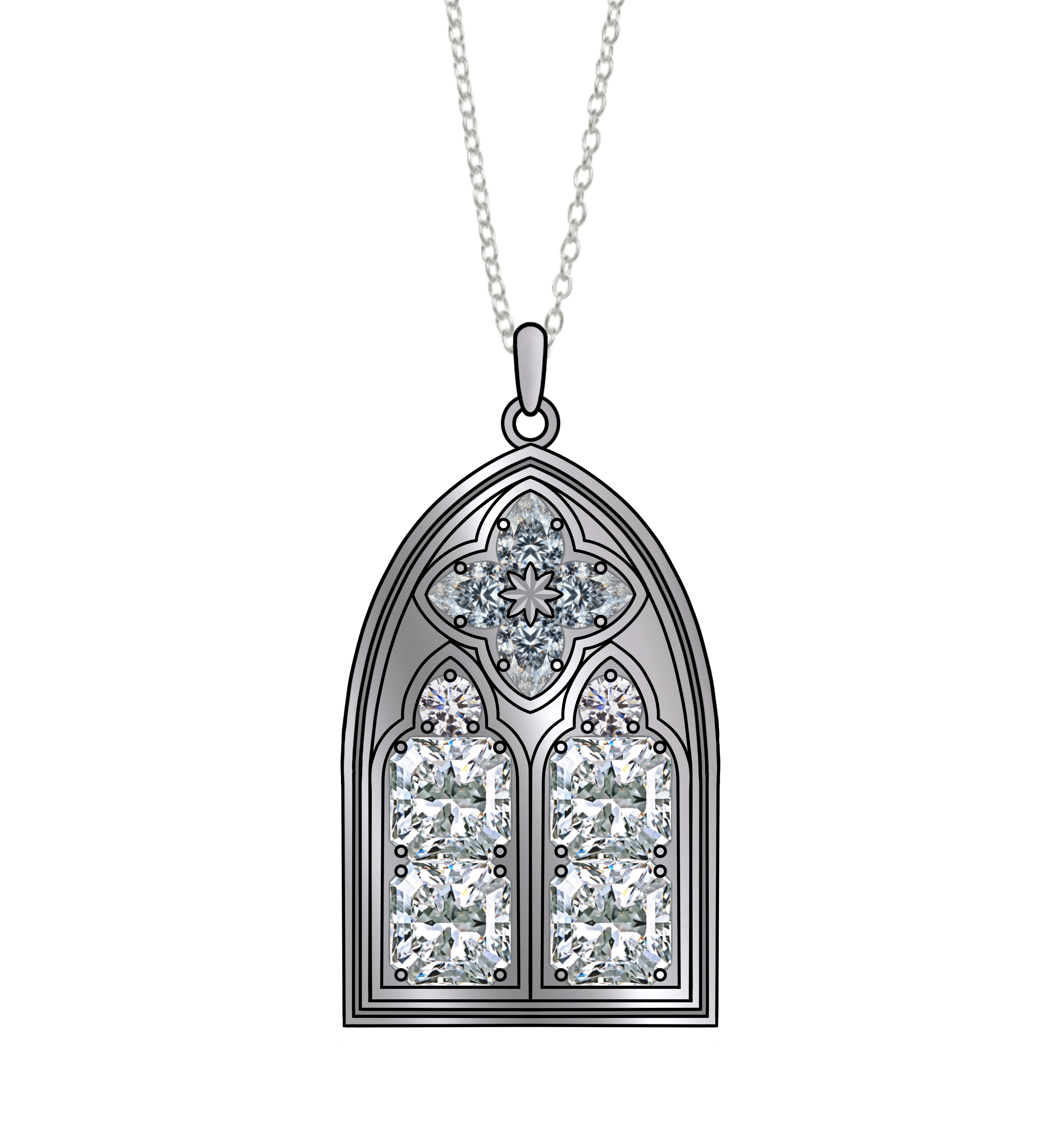Vitrail de Cristal necklace - Clear iridescent cz